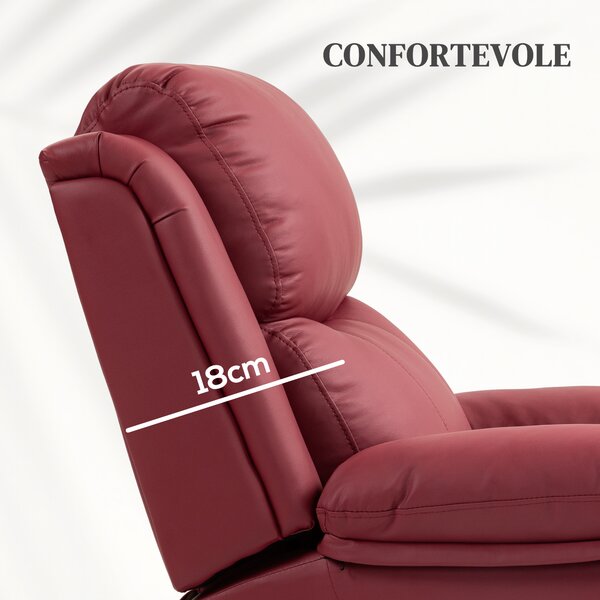 HOMCOM Poltrona con Poggiapiedi e Telecomando Alzapersona Reclinabile da 45° a 160°, Sedia in Pelle PU, 76x90x105 cm, Rosso | Aosom Italy