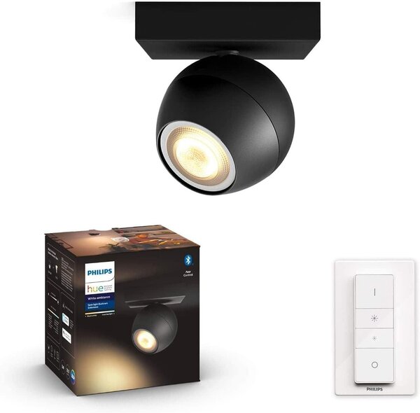 Philips Hue White Amb. Buckram Spot 1 flg. nero 350lm DS