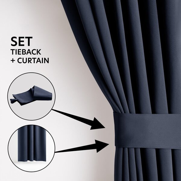 Tenda parzialmente oscurante blu scuro 140x175 cm Kierra – Restilo
