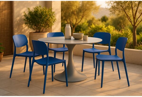 Sedia da esterno blu in plastica Hébé – Bonami Essentials