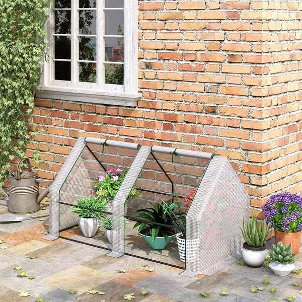 Outsunny Serra a tunnel da Giardino con struttura tubolare, Copertura in PE Rinforzato e Telaio in Acciaio, 180x90x90cm, Bianco | Aosom Italy