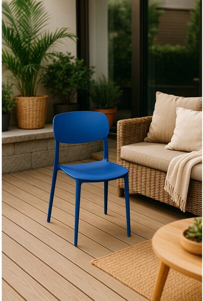 Sedia da esterno blu in plastica Hébé – Bonami Essentials