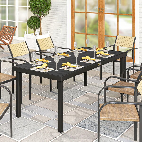 Outsunny Tavolo da Pranzo da Giardino per 8 Persone in Alluminio e Plastica, Nero | Aosom Italy