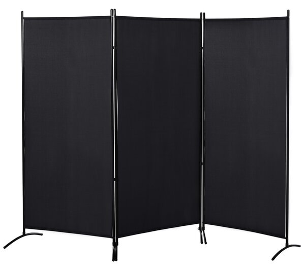 HOMCOM Paravento Separé da Interno a 3 Pannelli Pieghevole in Metallo e Poliestere, 253x50x182 cm, Nero | Aosom Italy