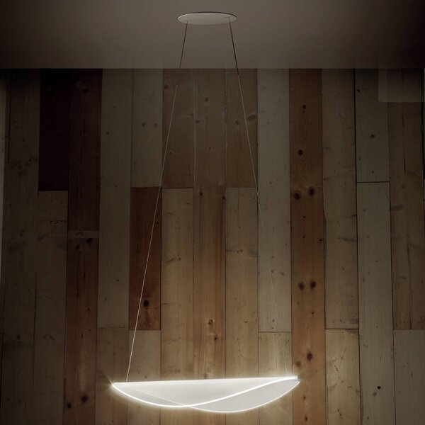 Lampada LED a sospensione Diphy bianca, lunghezza 53,6 cm, Stilnovo