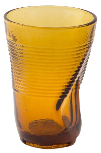 Set 6 Bicchieri Accartocciati 34 cl Ø8 cm in Vetro Pressato Kaleidos Ambra