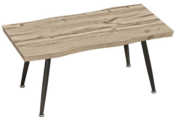HOMCOM Tavolino da Caffè stile Nordico con Piedini Regolabili, in Legno e Acciaio, 100x50x45 cm, Nero e Rovere | Aosom Italy