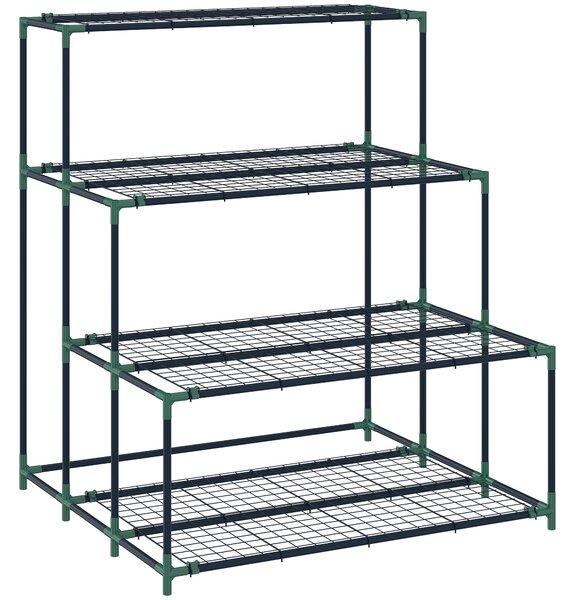 Outsunny Scaffale Porta Piante Portavasi a 4 Livelli, 94x84x110 cm, Verde Scuro | Aosom Italy