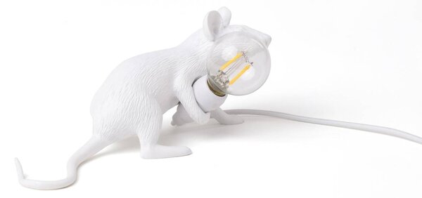 SELETTI Lampada LED da tavolo Mouse Lamp USB stesa bianco