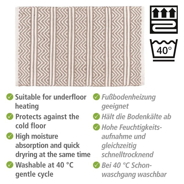 Tappetino per il bagno beige in tessuto 50x80 cm Shaki – Wenko