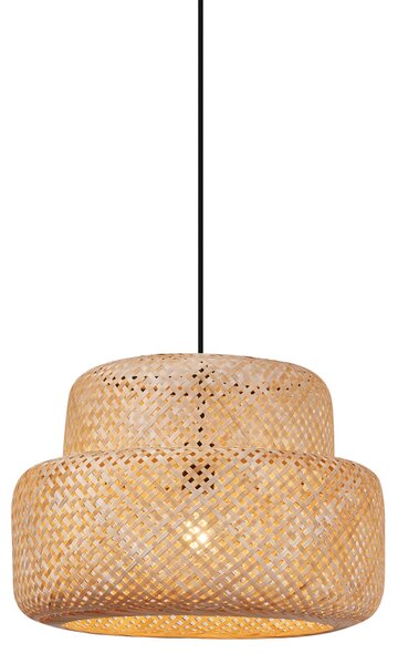 Lampada a sospensione Japandi nera con bambù - Kea