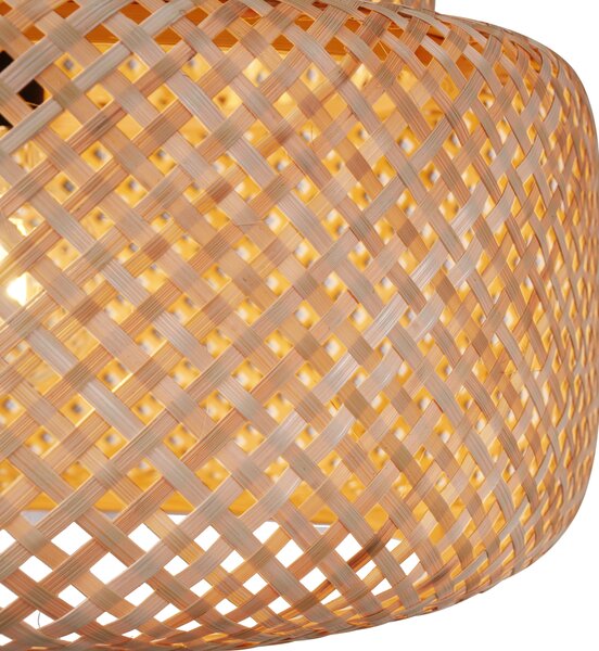 Lampada a sospensione Japandi nera con bambù - Kea