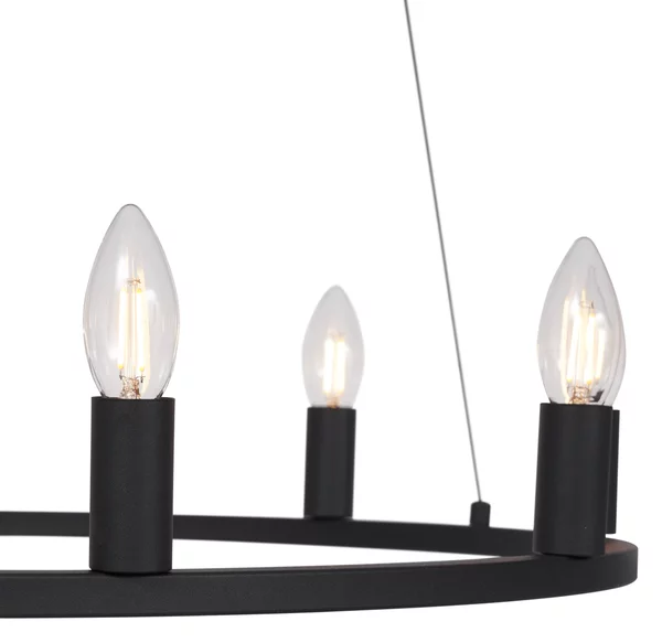 Lampada a sospensione industriale nera a 9 luci - Knight