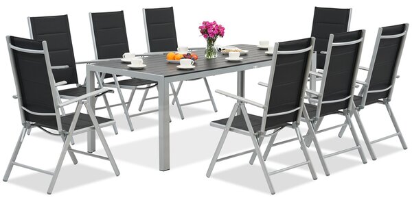 Mobili da giardino in alluminio con tavolo grande Polywood Verona per 8 persone Garden Point