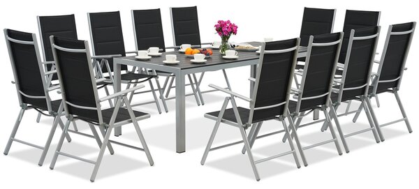 Mobili da giardino in alluminio Garden Point con grande tavolo Polywood Verona per 12 persone