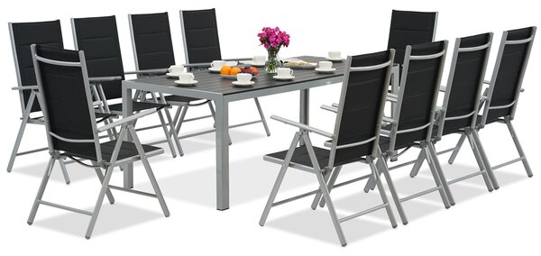 Mobili da giardino in alluminio con tavolo grande Polywood Verona per 10 persone Garden Point