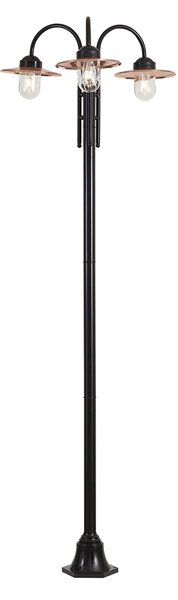Lampada da esterno moderna nera con rame 235cm 3 luci IP44 - Kansas