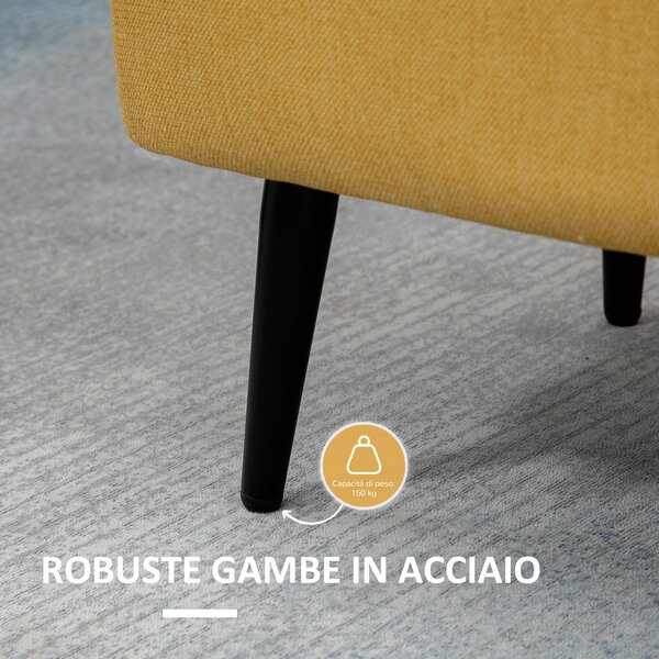 HOMCOM Panca Fondo Letto con Spazio Contenitore e Rivestimento in Poliestere Giallo, 101x38.5x44.5 cm | Aosom Italy