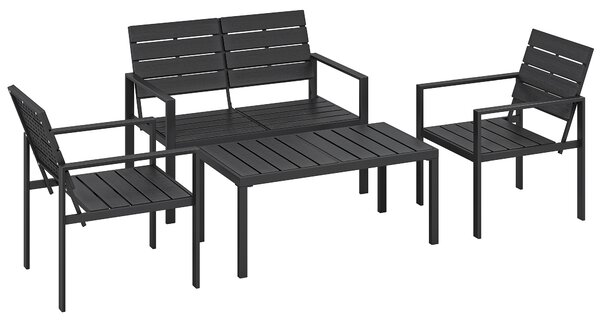Outsunny Set Salotto da Giardino Mobili da Giardino Resistente 4 Pezzi, Nero | Aosom Italy