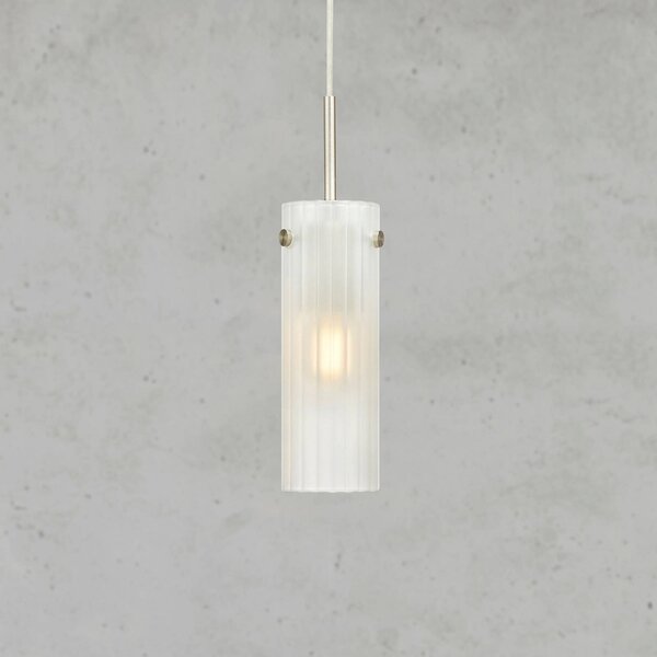 Markslöjd Lampada a sospensione Tibia, spina, bianco/color nichel, Ø 7 cm Tibia, Bianco / Opale, Soggiorno / Sala da pranzo, Vetro