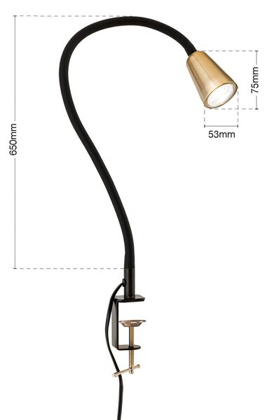 ORION Lampada con morsetto Dotty, Ottone / Oro, Soggiorno / Sala da pranzo, Metallo, Moderno, Lampada con morsetto