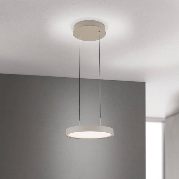 ORION Lampada LED a sospensione Teide, kaki, 1 luce, metallo, 2.700 K dimmerabile, Crema / Ambra, Soggiorno / Sala da pranzo, Alluminio, Moderno
