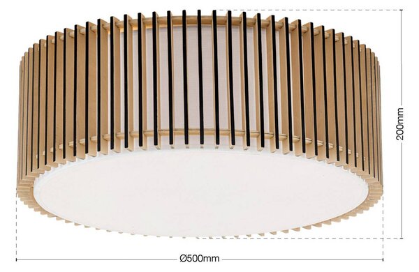ORION Plafoniera soffitto Tarta, dimmerabile, Legno chiaro, Soggiorno / Sala da pranzo, Legno, Plafoniera