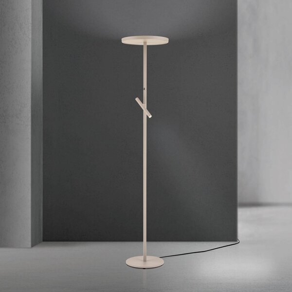 ORION Lampada da terra con luce lettura Teide, dimmerabile, Crema / Ambra, Soggiorno / Sala da pranzo, Alluminio, Moderno, Lampada da terra