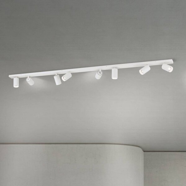 ORION Faretto da soffitto Sean, bianco, 8 luci, acciaio, alluminio, GU10 dimmerabile, Bianco / Opale, Soggiorno / Sala da pranzo, Alluminio, Moderno, Faretto alogeno
