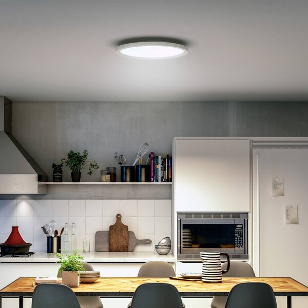 Philips Hue plafoniera LED White Ambiance Aurelle, Ø 40 cm dimmerabile, Bianco / Opale, Soggiorno / Sala da pranzo, Metallo, Moderno, Plafoniera LED