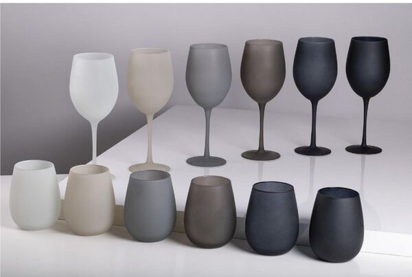 Set 6 bicchieri acqua Happy Hour Stones In vetro Effetto ghiaccio � 7 x h. 11 cm Lavaggio a mano 600 ml La confezione si compone di 6 bicchieri in 6 diverse sfumature color grigio