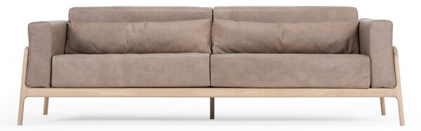 Divano in pelle di bufalo marrone chiaro con struttura in rovere massiccio , 240 cm Fawn - Gazzda