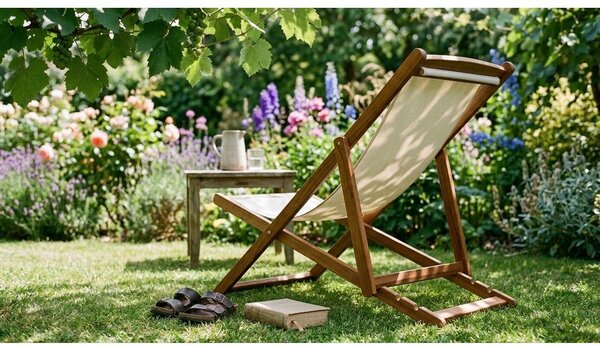 Sdraio da giardino beige/colore naturale scuro in legno massiccio Dionysus – Bonami Essentials