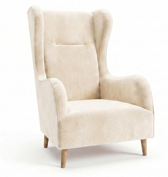 Poltrona in velluto crema Carole - Ropez