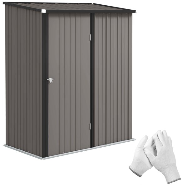Outsunny Casetta da Giardino in Acciaio Porta Attrezzi con Catenaccio, 161.5x94.5x196cm, Grigio Chiaro | Aosom Italy