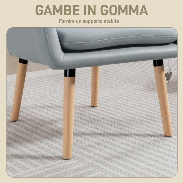 HOMCOM Poltrona Moderna con Schienale Alto a Doppia Imbottitura, Sedia con piedini regolabili, 68 x 79 x 89 cm Grigio | Aosom Italy