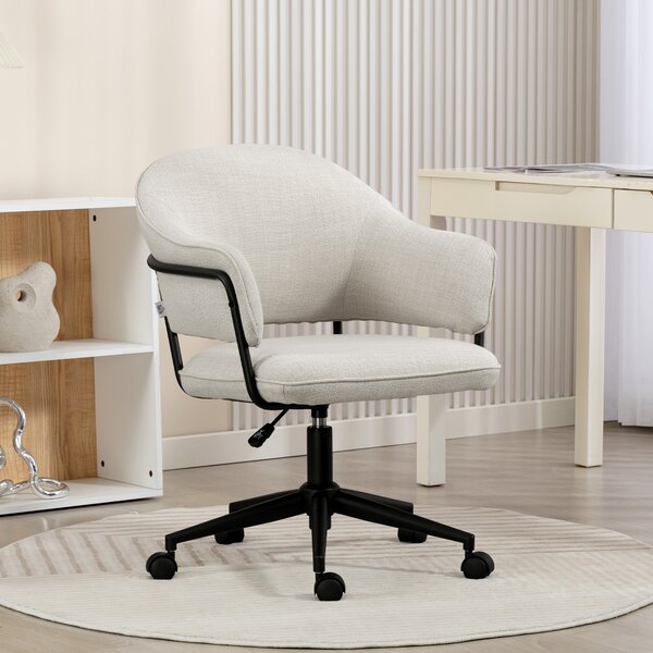HOMCOM Sedia da ufficio ergonomica, con altezza regolabile, girevole a 360°, 63 x 65 x 83-92 cm, Crema | Aosom Italy
