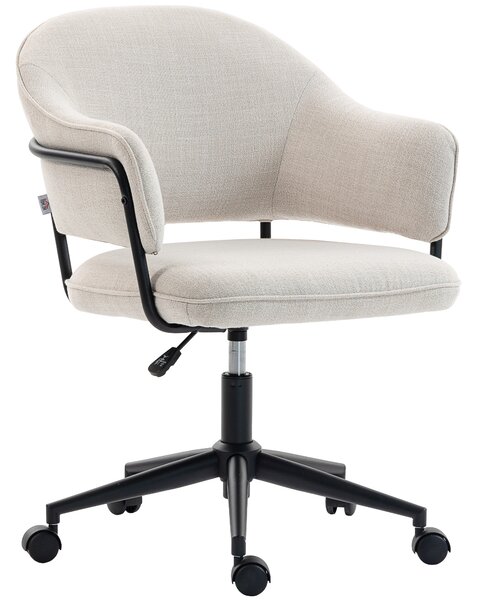 HOMCOM Sedia da ufficio ergonomica, con altezza regolabile, girevole a 360°, 63 x 65 x 83-92 cm, Crema | Aosom Italy