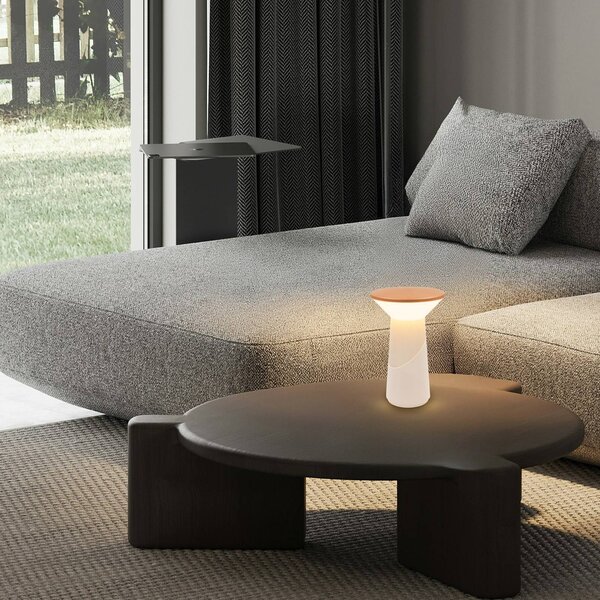 Briloner Lampada LED da tavolo ricaricabile Pilia, marrone/grigio chiaro, altezza 24 cm, Pilla, dimmerabile, Soggiorno / Sala da pranzo, Plastica, Moderno