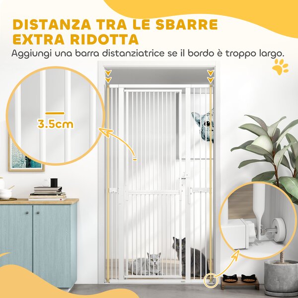 PawHut Cancellino per Cani e Gatti Alto 180 cm, Estensibile da 76-104 cm e Montaggio a Pressione, Bianco | Aosom Italy