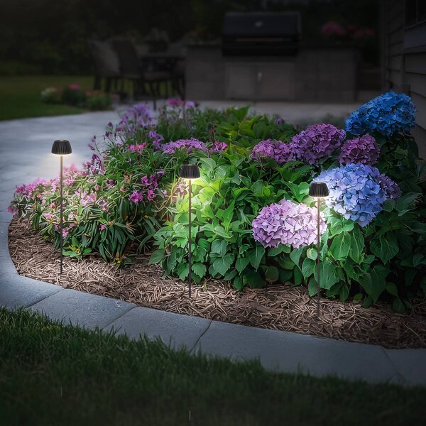 Briloner Lampada LED con picchetto ricaricabile RIFFLE NANO, antracite Ø 6 cm Set da 2 dimmerabile, Nero, Metallo, Moderno