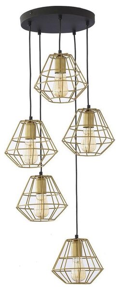 Lampadario sospeso con cavo DIAMOND 5xE27/15W/230V nero/oro