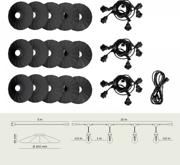 Catena luminosa decorativa da esterno CRETE 15xE27/230V 20m IP44