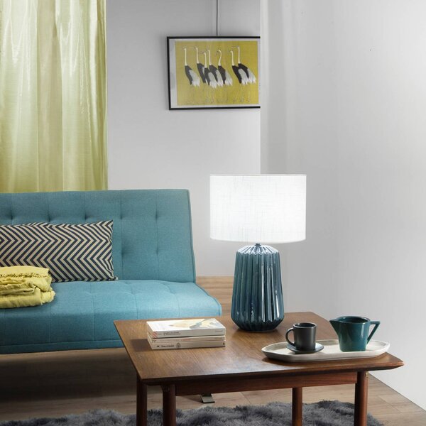 Luce Ambiente Design Lampada da tavolo Kiowa, Blu, Soggiorno / Sala da pranzo, Ceramica, Lampada da tavolo