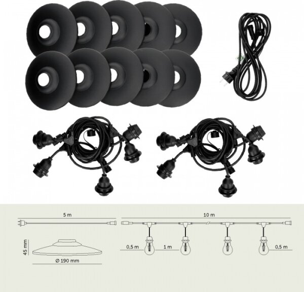 Catena luminosa decorativa da esterno CRETE 10xE27/230V 15m IP44