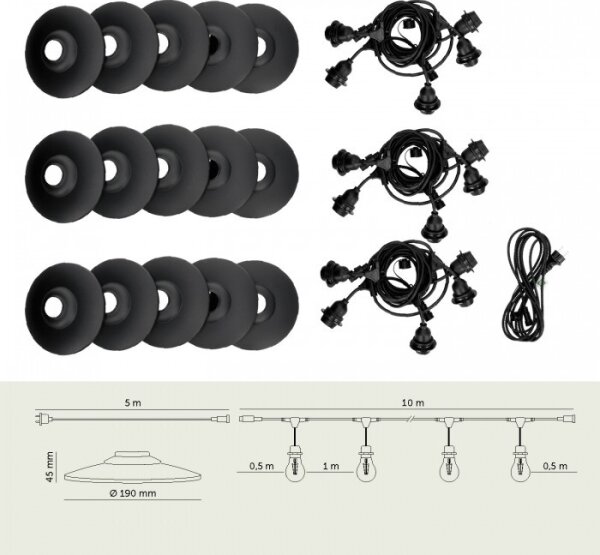 Catena decorativa da esterno CRETE 15xE27/230V 20m IP44