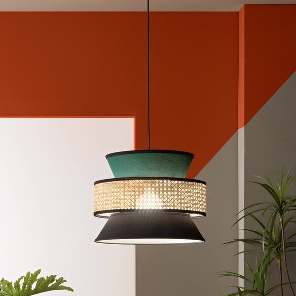 Luce Ambiente Design Lampada a sospensione Gazebo, dimmerabile, Verde, Soggiorno / Sala da pranzo, Tessuto / Stoffa / Seta, Lampada a sospensione