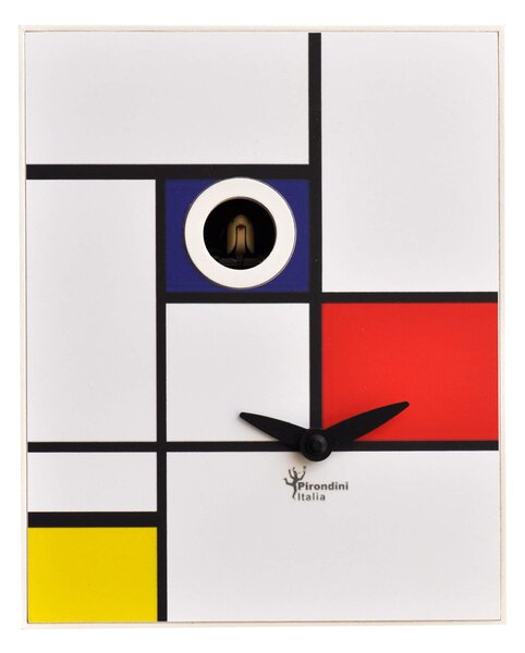 Orologio a Cucù da Parete 16,5x20x10cm Pirondini Italia D'Apres Mondrian