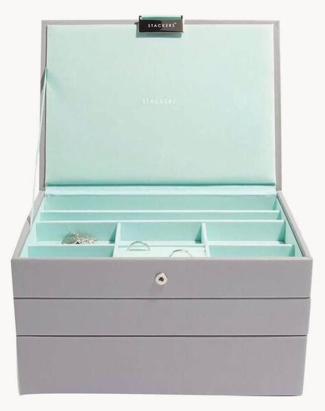 Set di 3 portagioie Classic Dove Grey & Mint