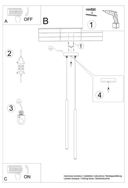 Lampadario a Sospensione 2xG9 PASTELO 2 in Acciaio